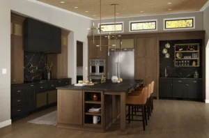 Cabinetry design in an open-concept kitchen featuring sleek, modern cabinets that enhance space, functionality, and visual flow.
